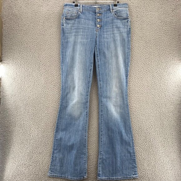 LOFT Jeans Womens 29 8 Blue Flare Light Wash Denim Button Fly Stretch Everyday - Picture 1 of 11